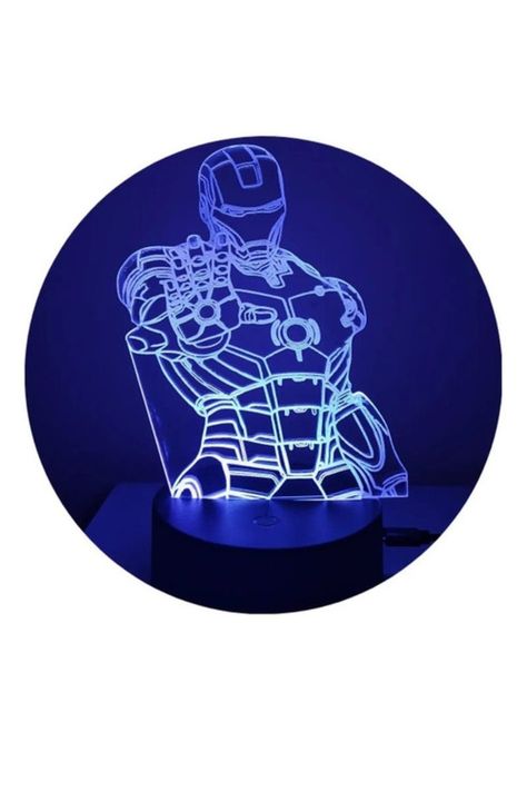Lámpara Ilusión 3D Iron Man 7 Colores-3