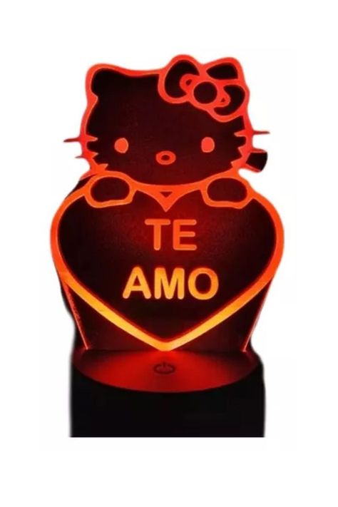 Lámpara Ilusión 3D Hello Kitty Te Amo 7 Colores-0