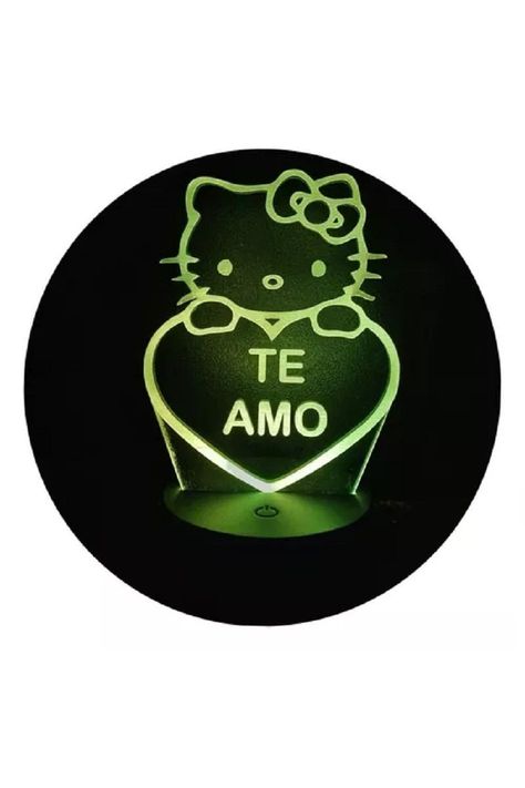 Lámpara Ilusión 3D Hello Kitty Te Amo 7 Colores-1