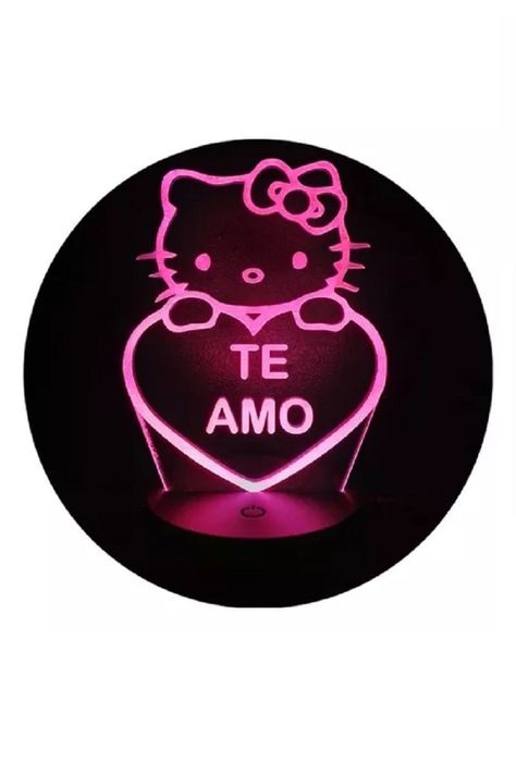 Lámpara Ilusión 3D Hello Kitty Te Amo 7 Colores-2