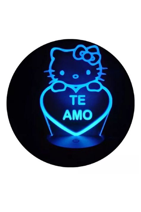 Lámpara Ilusión 3D Hello Kitty Te Amo 7 Colores-3
