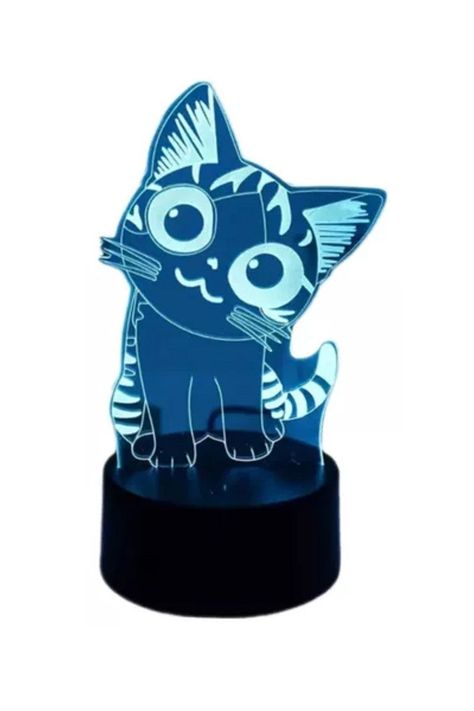 Lámpara Ilusión 3D Gatita Chi 7 Colores-0