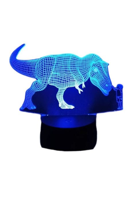 Lámpara Ilusión 3D Dinosaurio y Niño 7 Colores-0