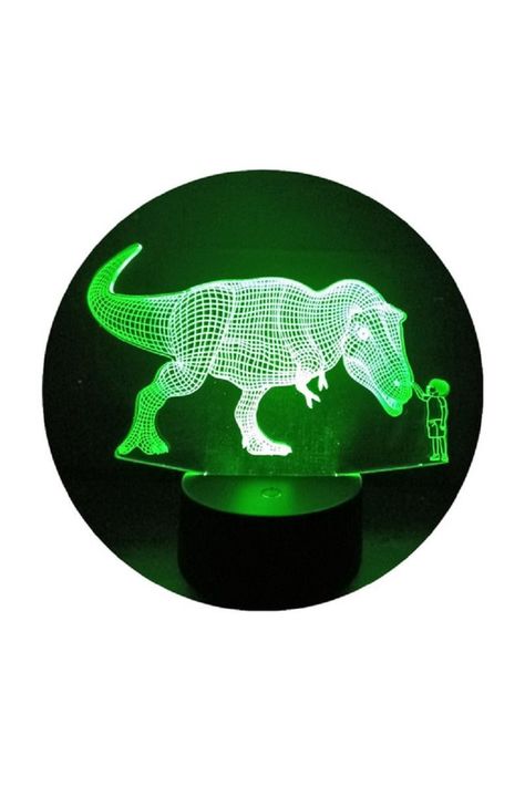 Lámpara Ilusión 3D Dinosaurio y Niño 7 Colores-2