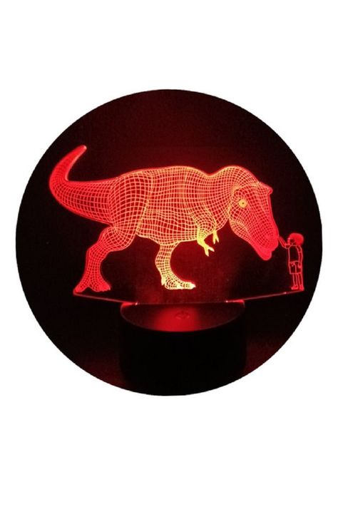 Lámpara Ilusión 3D Dinosaurio y Niño 7 Colores-3