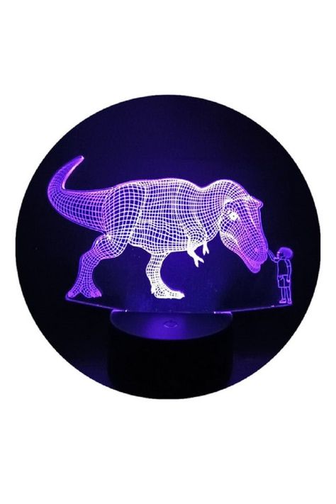 Lámpara Ilusión 3D Dinosaurio y Niño 7 Colores-4