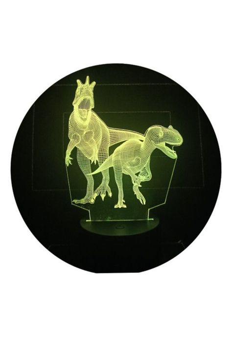 Lámpara Ilusión 3D Pareja de Dinosaurios 7 Colores-1