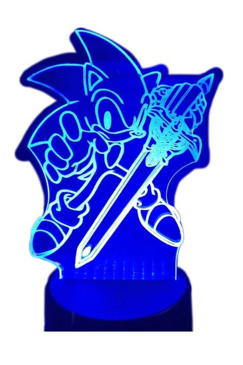 Lámpara Ilusión 3D Sonic Espada 7 Colores-0