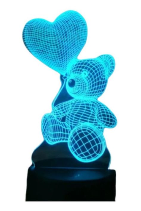 Lámpara Ilusión 3D Oso con Globo en la Mano 7 Colores-0