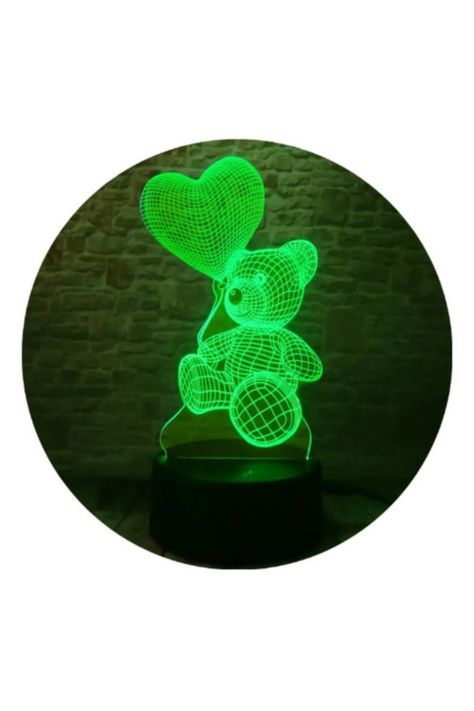 Lámpara Ilusión 3D Oso con Globo en la Mano 7 Colores-1