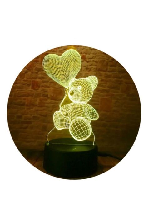 Lámpara Ilusión 3D Oso con Globo en la Mano 7 Colores-2