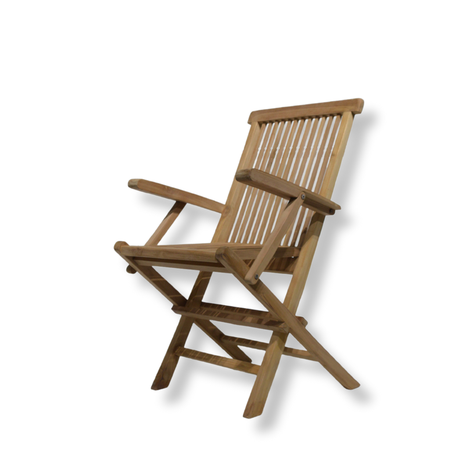 Silla Plegable Listada de teca Natural con apoyabrazos-0