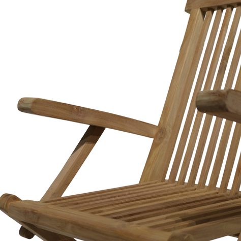Silla Plegable Listada de teca Natural con apoyabrazos-3