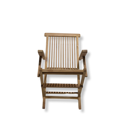 Silla Plegable Listada de teca Natural con apoyabrazos-1