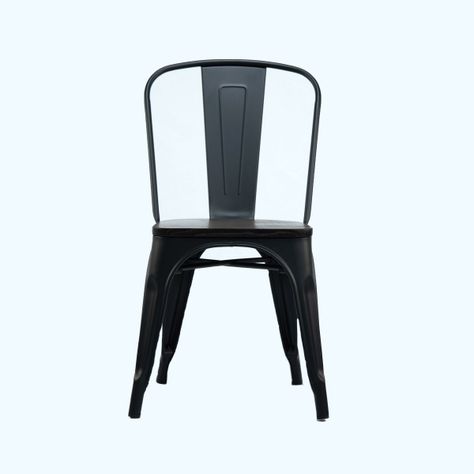 Silla Tolix Negra Con Asiento De Madera-2