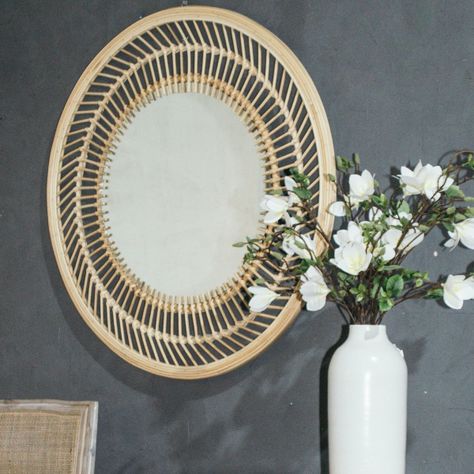 Espejo circular rattan 90cm-2