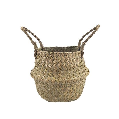 Cesta plegable de junco trenzado 28cm de altura-0