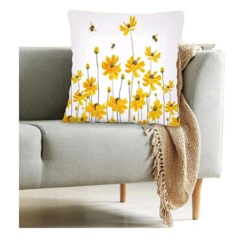 Funda de Cojín Decorativo Diseño Floreado 45x45 cm -0