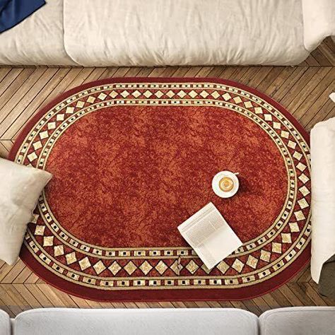 Alfombra Alfodia REDONDA 150x150 Cm Rojo Antideslizante Estilo Persa-0