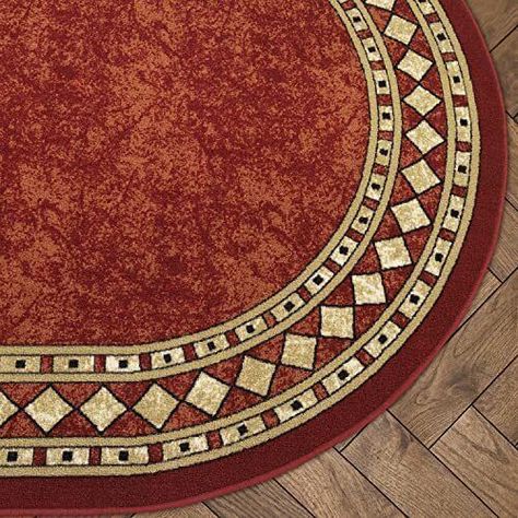 Alfombra Alfodia REDONDA 150x150 Cm Rojo Antideslizante Estilo Persa-4