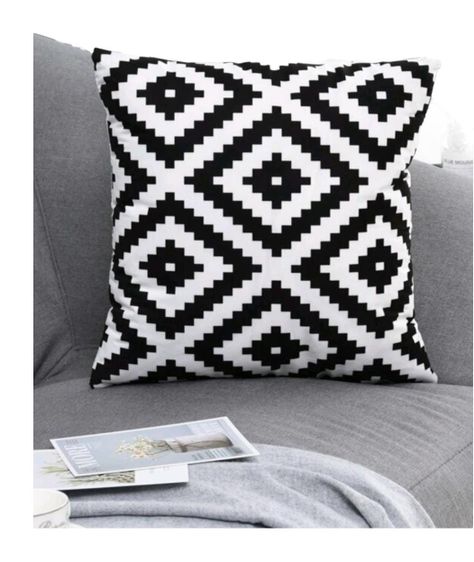Funda de Cojín Decorativo Diseño Geometrico Negro 45x45 cm -0