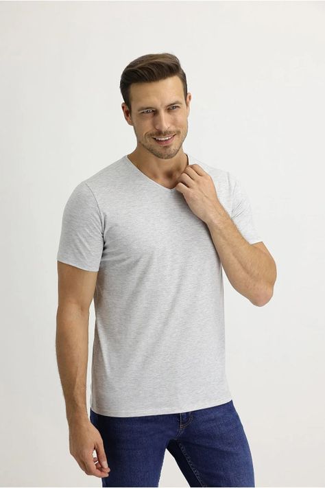 Polera Hombre Casual Fit Cuello V-1