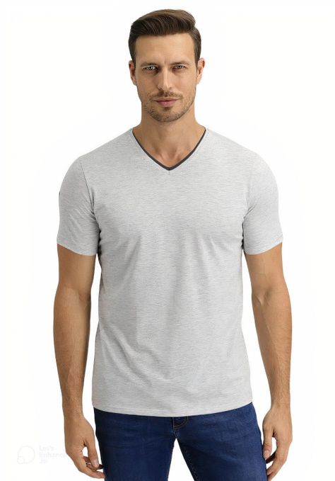 Polera Hombre Casual Fit Cuello V-0
