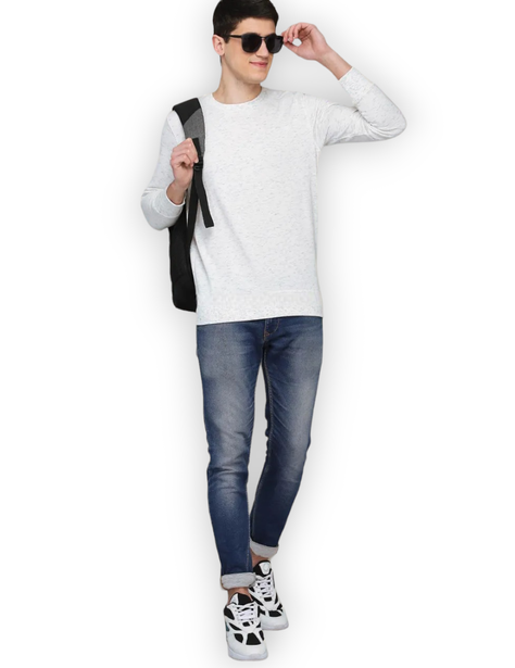 Polera Hombre Blanco Manga Larga100% Algodon -1