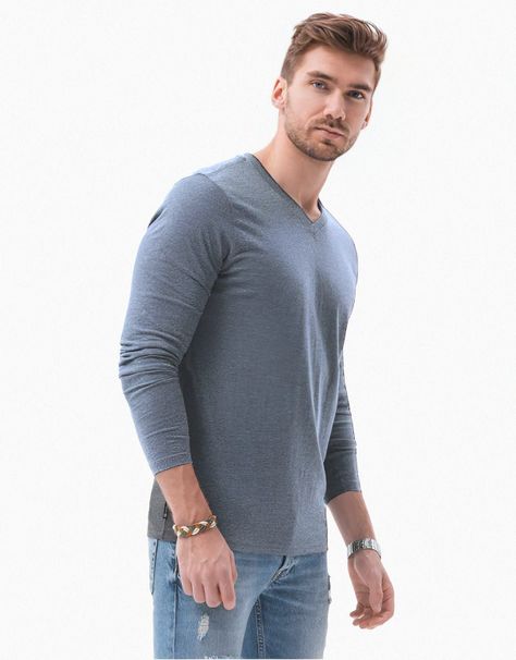 Polera Hombre Algodon Casual Manga Larga -0