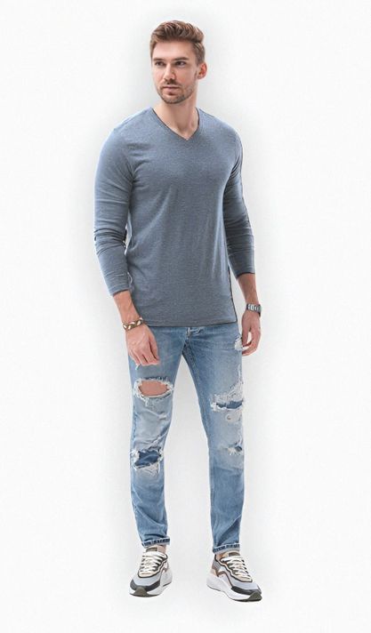 Polera Hombre Algodon Casual Manga Larga -3