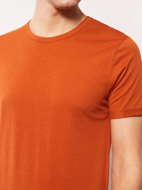 Polera Naranja Manga Corta Hombre Casual Cuello Redondo-1