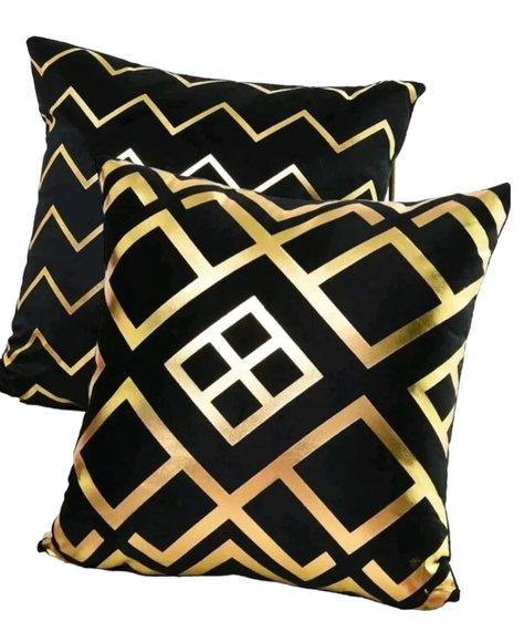 Funda de Cojín Decorativo Diseño Geometrico 45x45 cm Negro-1