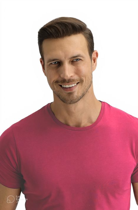 Polera Rosa Oscuro Hombre Casual Cuello Redondo-0