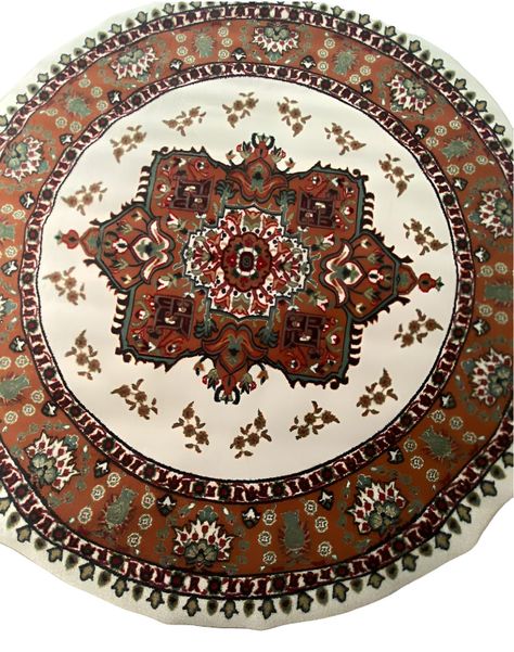 Alfombra Redonda Beige 150x150 Cm Antideslizante Con Goma -0