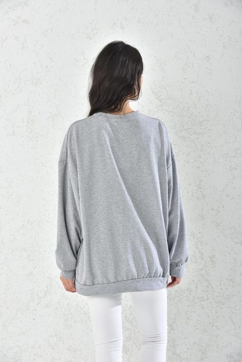 Poleron Oversize Mujer Gris Sarah&Ella-5