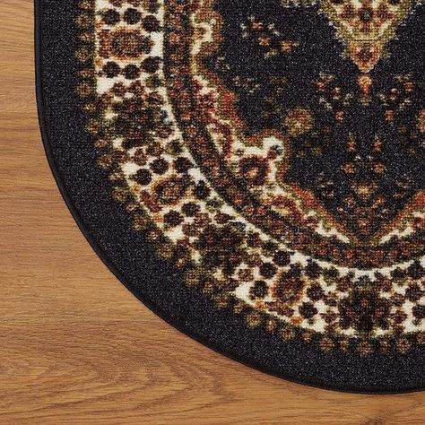 Alfombra Alfodia Redonda Negro 150x150 Cm Antideslizante Estilo Persa-1