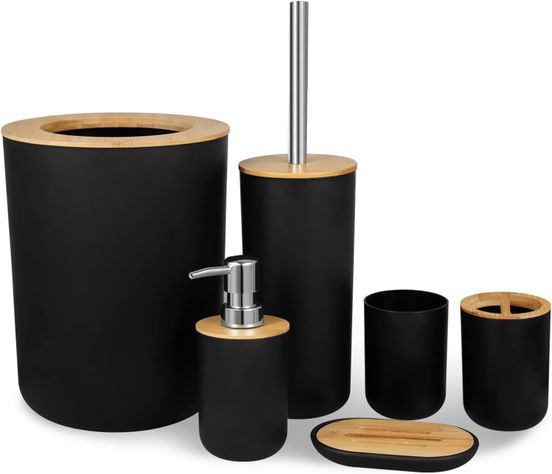 Set 6 Accesorios de Baño Negro-0