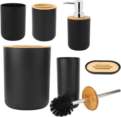 Set 6 Accesorios de Baño Negro-1