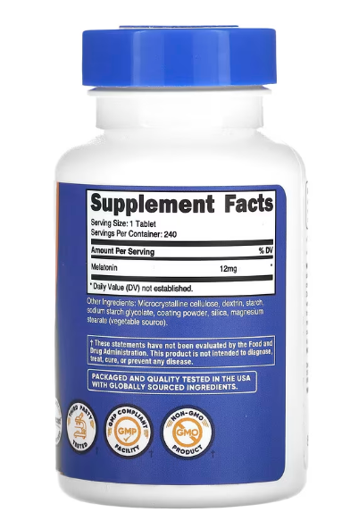 Melatonina 12mg 240 tabletas - Nutricost-1