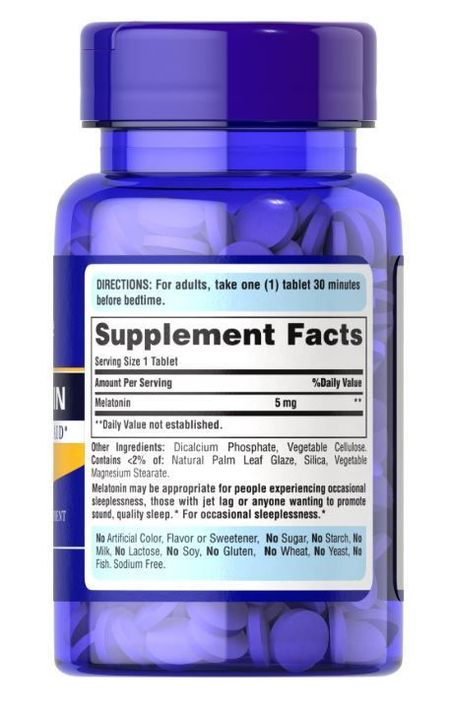 Melatonina 5 mg 120 tabletas - Marca Puritans Pride-1