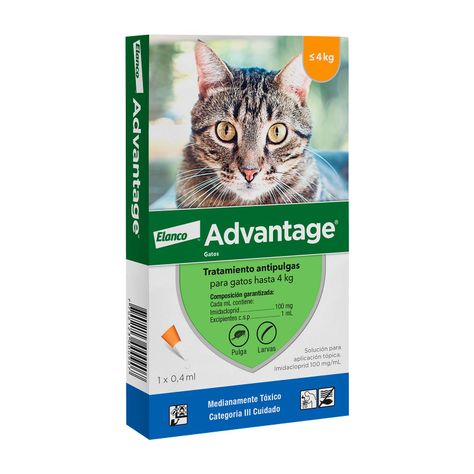 Antiparasitario Gatos Advantage Hasta 4kg (0.4ml)-0
