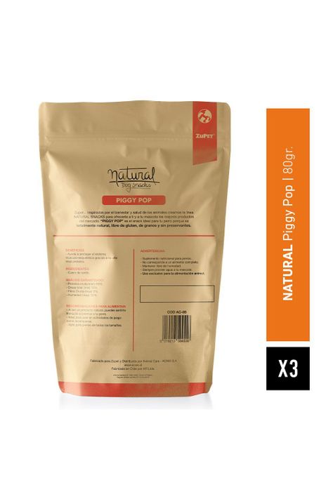 Natural Dog Snack Piggy Pop 80grs Pack x3-1