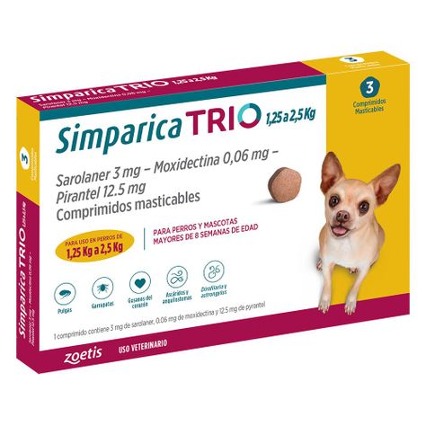 Simparica Trio Antiparasitario X3 Comp Perros 1,3 - 2,5 Kg-0