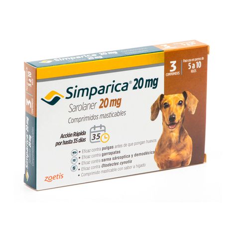 Simparica Antiparasitario 20 Mg X3 Comp Perros 5 - 10 Kg-0