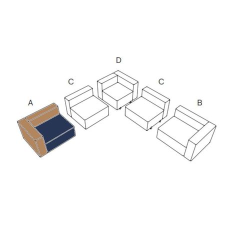 Seccional HAY 1 Cuerpo Azul y Beige, Narrow Brazo Izquierdo-3