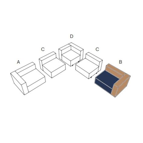Seccional HAY 1 Cuerpo Azul y Beige, Narrow Brazo Derecho-3