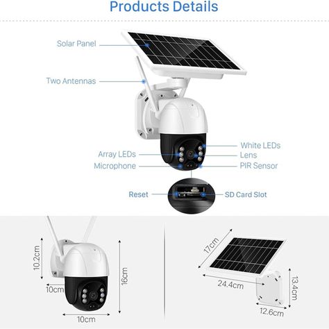 Cámara de Seguridad Panel Solar Wifi Exterior Hd 1280p-4