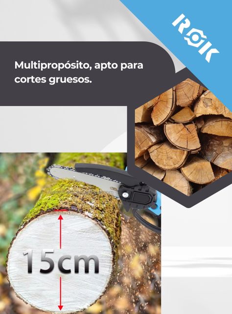 Motosierra de Mano eléctrica Inalámbrica de 6" + 2 Baterías-5