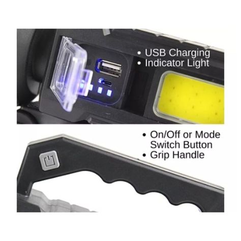 Lampara de mano usb 150 W Linterna Foco Led  Multifuncional-4