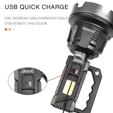 Lampara de mano usb 150 W Linterna Foco Led  Multifuncional-7